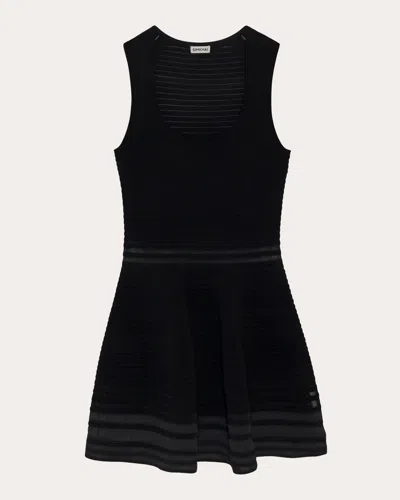 Simkhai Black Square Neck Dress With Flared Skirt In Fabric Woman
