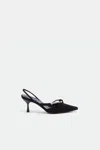 Simkhai Women's Love Knot Suede Slingback In Black Silver In Black
