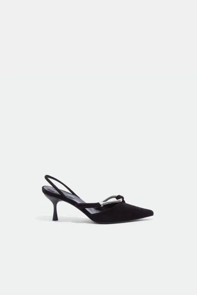 Simkhai Women's Love Knot Suede Slingback In Black Silver In Multi