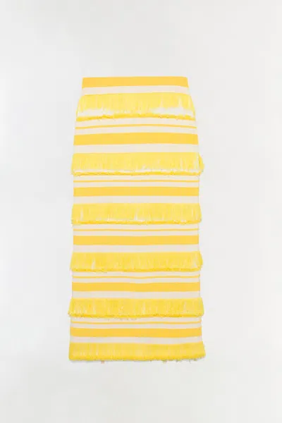 Simkhai Women's Lula Knit Midi Skirt In Solar Stripe In Brown