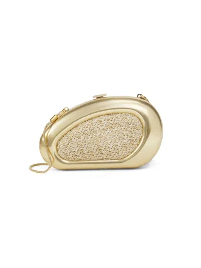 Simkhai Women's Luna Metal & Raffia Oval Clutch In Gold