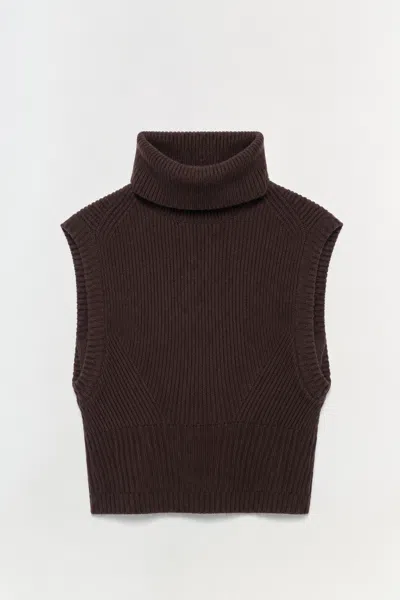 Simkhai Maple Turtleneck Ribbed Top In Brown