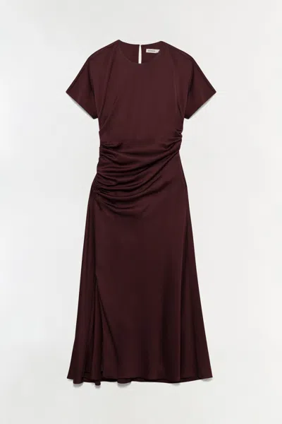 Simkhai Women's Marabella Draped Satin Midi Dress In Mahogany In Brown