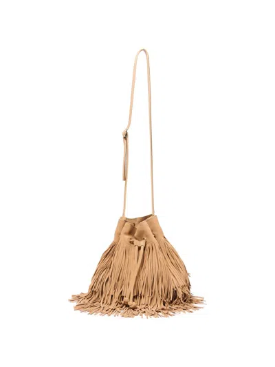 Simkhai Marena Fringed Suede Shoulder Bag In Red