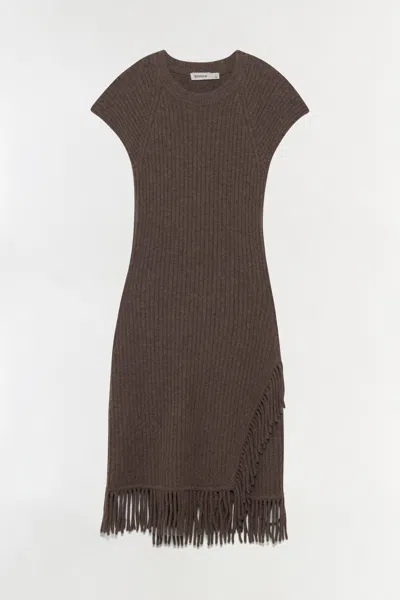 Simkhai Women's Margot Knit Fringe Mini Dress In Mushroom Melange In Brown