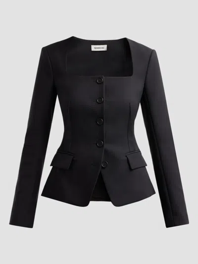 Simkhai Women's Marlowe Collarless Jacket In Black