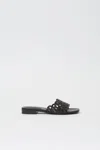 Simkhai Women's Mccall Laser Cut Leather Flat Slide In Black In Black