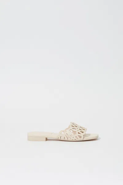 SIMKHAI WOMEN'S MCCALL LASER CUT LEATHER FLAT SLIDE IN CREAM