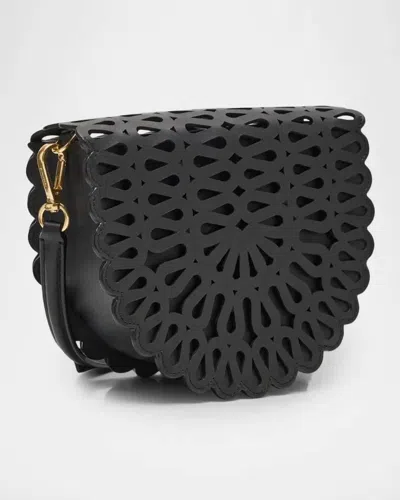 Simkhai Women's Mccall Laser Cut Leather Saddle Bag In Black
