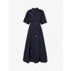 Simkhai Womens Midnight Deanna Belted-waist Cotton-blend Midi Dress In Midnight