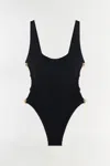 Simkhai Mona Studded One-piece Swimsuit In Black