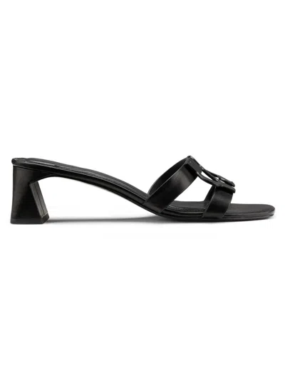 Simkhai Women's Monogram 50mm Leather Block-heel Sandals In Black