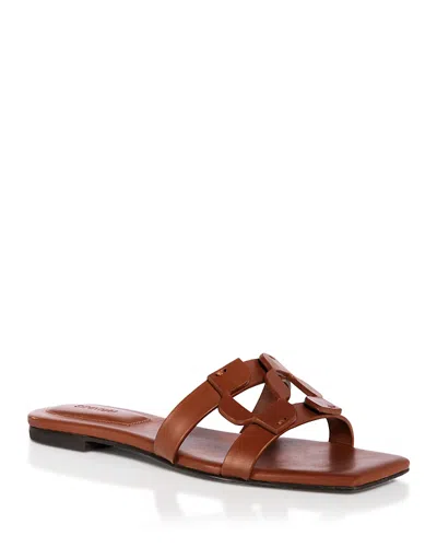 Simkhai Women's Monogram Flat Sandals In Mocha