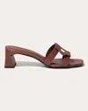 Simkhai Leather Monogram Mule Sandals In Brown