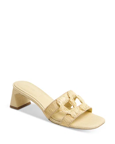 Simkhai Women's Monogram Raffia Block Heel Sandals In Neutral