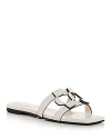 Simkhai Leather Monogram Flat Slide Sandals In Ivory