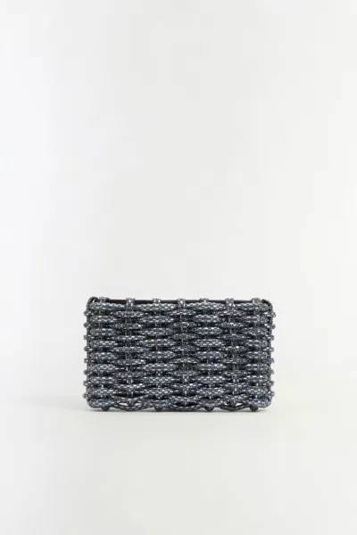 Simkhai Women's Morgan Woven Rhinestone Clutch In Black
