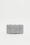 Simkhai Morgan Woven Rhinestone Clutch In Silver In Silver