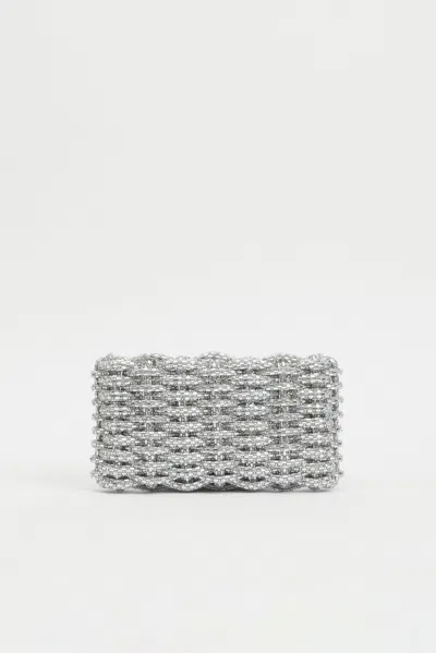 Simkhai Women's Morgan Woven Rhinestone Clutch In Silver