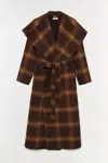 Simkhai Women's Mulhollond Wool Robe Coat In Chocolate Plaid