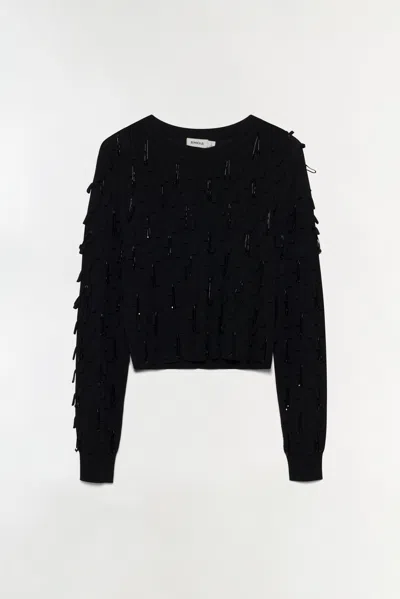 Simkhai Women's Myra Embellished Knit Top In Black
