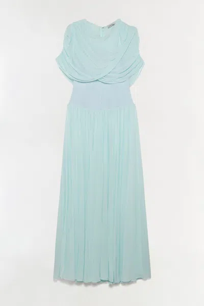 SIMKHAI WOMEN'S NANCIE DRAPED JERSEY CAPE MIDI MAXI DRESS IN SKY