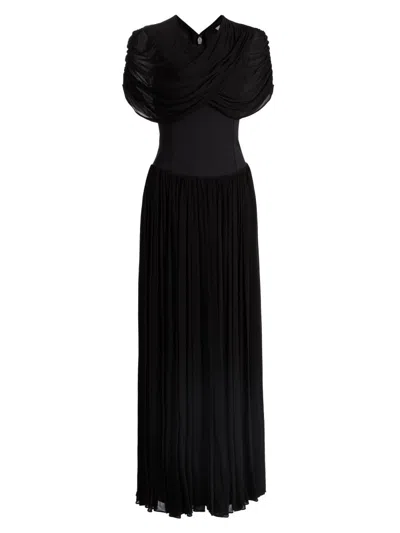 Simkhai Nancie Draped A-line Jersey Gown In Black