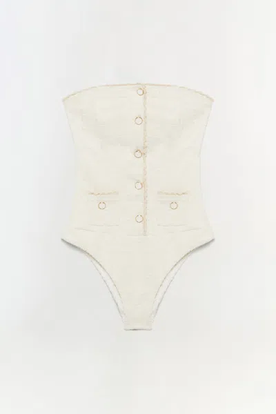 Simkhai Women's Natalie Strapless One Piece Swimsuit In Ivory