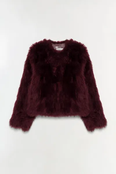 Simkhai Women's Natasha Shearling Jacket In Cranberry In Brown