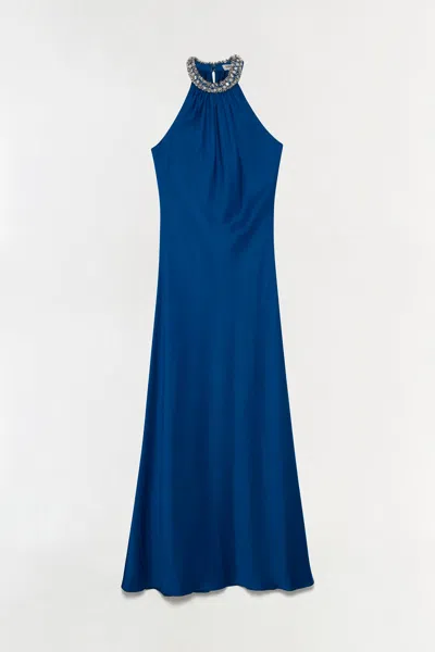 Simkhai Women's Navina Satin Embellished Gown In Sapphire In Blue