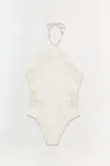 Simkhai Women's Nicolette Halter Embroidered Swimsuit In White
