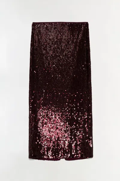 Simkhai Nikki Sequin Midi Skirt In Burgundy