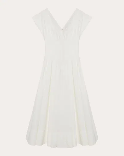 Simkhai Women's Nina Pleated Faille Midi Dress In Gray