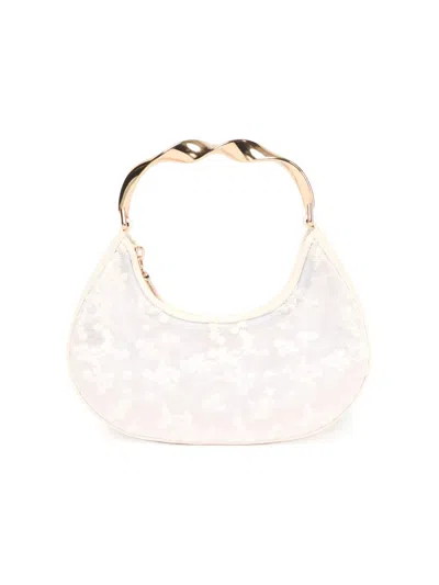 Simkhai Nixi Floral Embroidered Mesh Handbag In White
