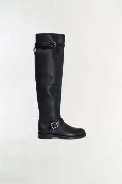 SIMKHAI WOMEN'S NOAH LEATHER OVER THE KNEE BOOT IN BLACK