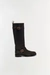Simkhai Women's Noah Moto Leather Boot In Distressed Chocolate In Black