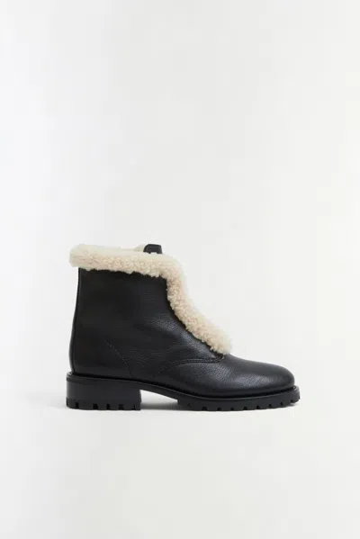 Simkhai Women's Noah Shearling Lug Sole Zip Boot In Black Ecru
