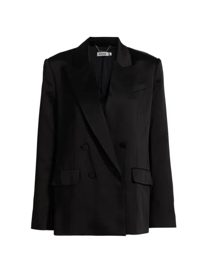 Simkhai Women's Norah Satin Double-breasted Blazer In Black