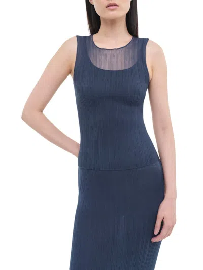 Simkhai Women's Oakley Rib-knit Tank Top In Blue