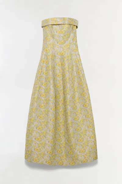 Simkhai Women's Octavia Jacquard Strapless Gown In Buttercream In Yellow