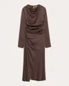 Simkhai Odessa Draped Long-sleeve Midi Dress In Brown