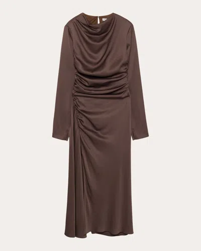 SIMKHAI WOMEN'S ODESSA DRAPED SATIN MIDI DRESS