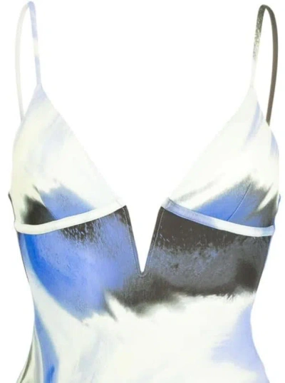 Simkhai Women One Piece Swimsuit Maelle V-neck Pull On Marina Blue Print In Multi