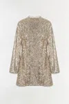 Simkhai Women's Opal Sequin Mini Long Sleeve Dress In Gold In Brown