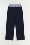 Simkhai Ophelia Double Waistband Combo Pants In Blue