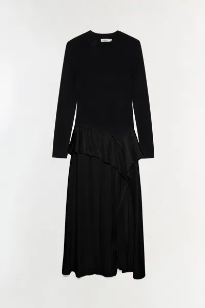 Simkhai Women's Ornella Knit Satin Midi Dress In Black