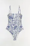 Simkhai Womens Blueberry Multi Ottilie Strapless Swimsuit In Blue