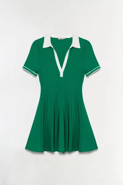 Simkhai Page Ribbed-knit Mini Dress In Green