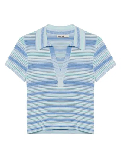 Simkhai Women's Paxton Striped Knit Polo Shirt In Multi