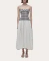 Simkhai Women's Pfeiffer Midi Dress In Midnight Gingham In White